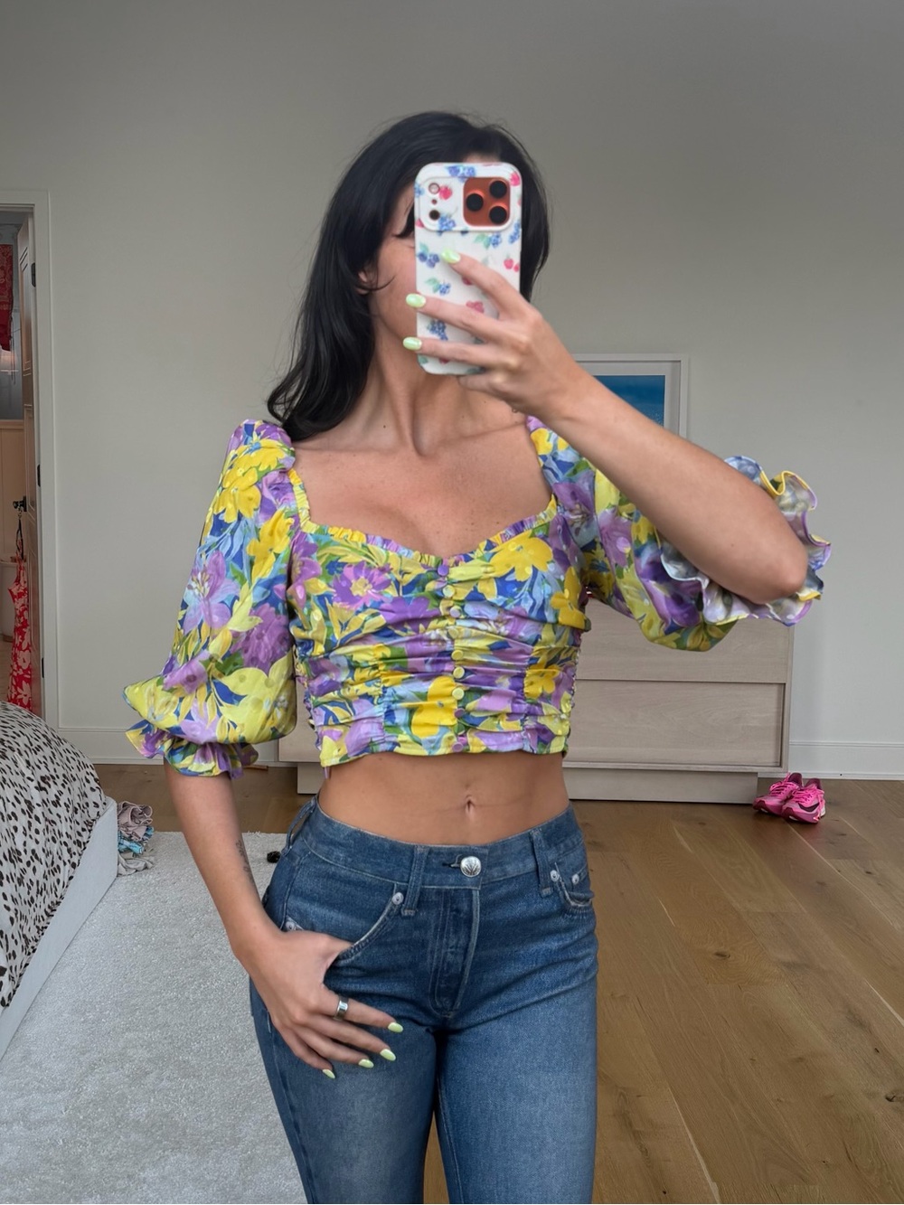 For Love And Lemons Multicolor Floral Blouse